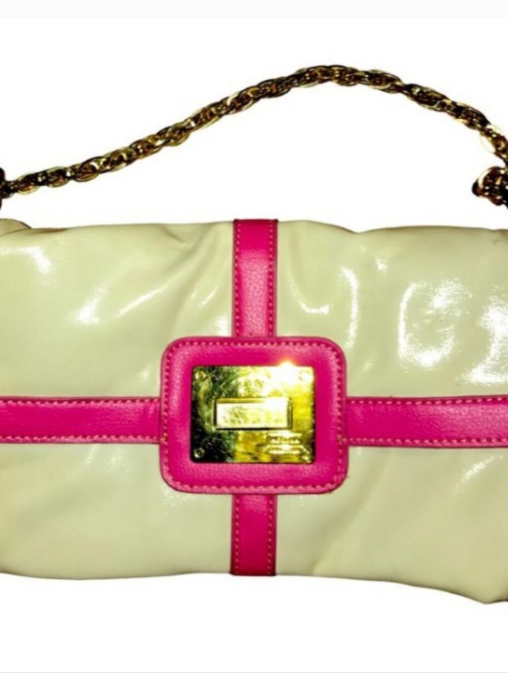 Merona NWOT Pink and White Vinyl-like Shoulder Strap Purse/Clutch
